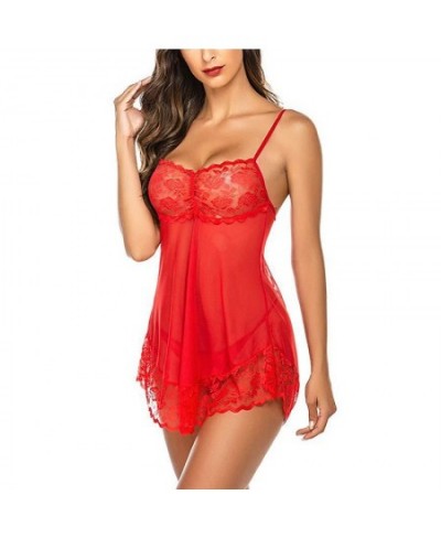 Sexy Costumes Erotic Hot Dresses Exotic Babydoll Pajamas Women's Sexy Lace Satin Nightdress Erotic Women's Lingerie Pajamas S...