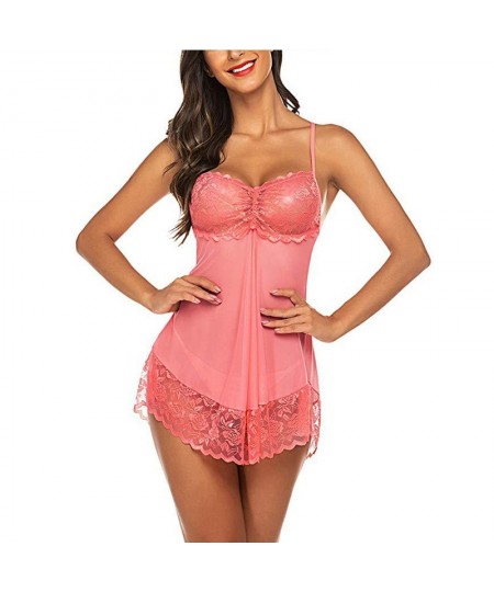 Sexy Costumes Erotic Hot Dresses Exotic Babydoll Pajamas Women's Sexy Lace Satin Nightdress Erotic Women's Lingerie Pajamas S...