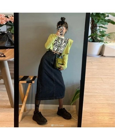 Vintage Simple Denim Skirts Women Leisure Daily Preppy Punk Simple Harajuku Female Clothes Empire Friends Comfortable Long $4...