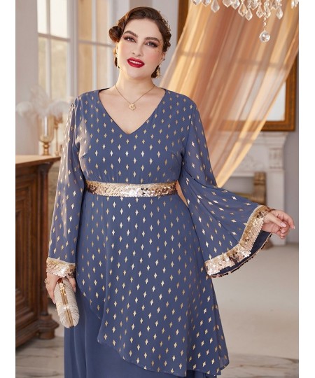 Women Plus Size Maxi Dresses Large 2022 New Luxury Designer Chic Elegant Long Sleeve Evening Party Festival Robe Clothing $81...