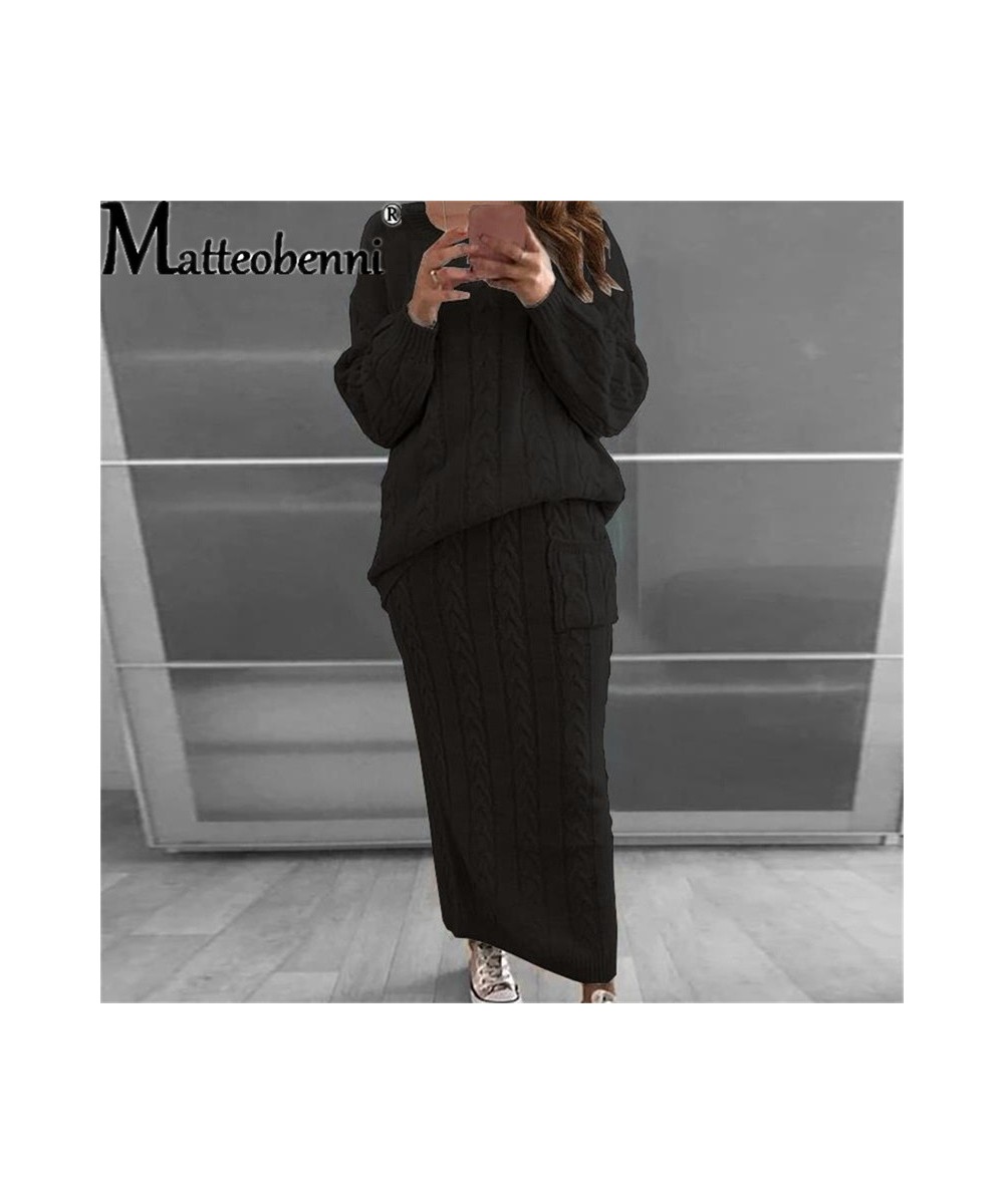 Knitted Sweater And Skirt Two Piece Set Women 2023 Autumn Casual Loose Crop Tops Women 2 Piece Sets Ladies Outfits $67.53 - S...