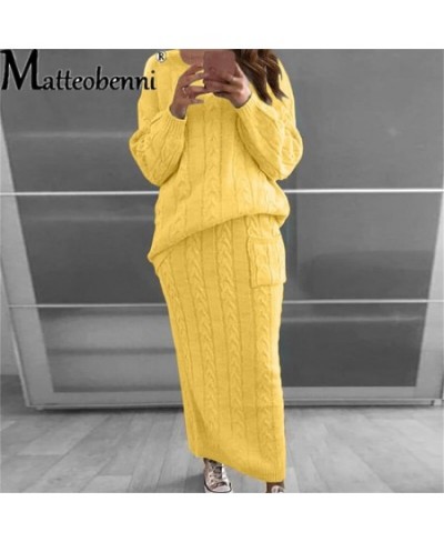 Knitted Sweater And Skirt Two Piece Set Women 2023 Autumn Casual Loose Crop Tops Women 2 Piece Sets Ladies Outfits $67.53 - S...