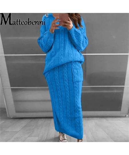 Knitted Sweater And Skirt Two Piece Set Women 2023 Autumn Casual Loose Crop Tops Women 2 Piece Sets Ladies Outfits $67.53 - S...