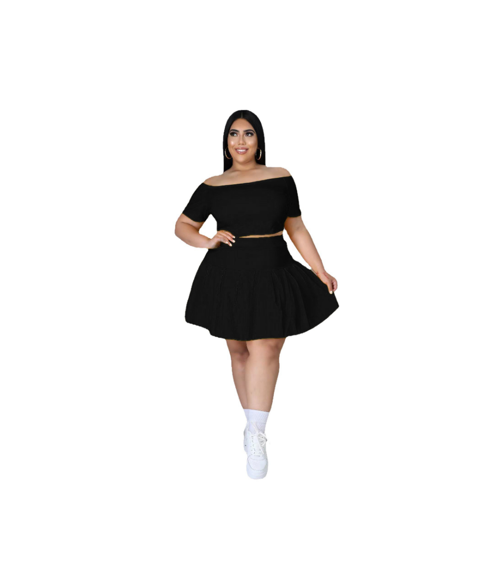 XL-5XL Plus Size Two Piece Sets Women Clothing Sexy Short Sleeve Pleated Mini Skirt Suits Summer 2023 Female Outfits $45.33 -...