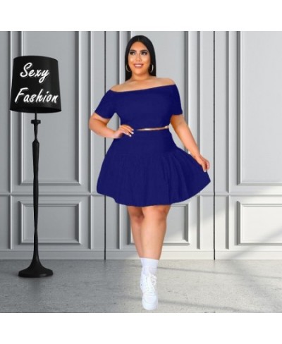 XL-5XL Plus Size Two Piece Sets Women Clothing Sexy Short Sleeve Pleated Mini Skirt Suits Summer 2023 Female Outfits $45.33 -...