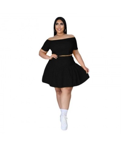 XL-5XL Plus Size Two Piece Sets Women Clothing Sexy Short Sleeve Pleated Mini Skirt Suits Summer 2023 Female Outfits $45.33 -...