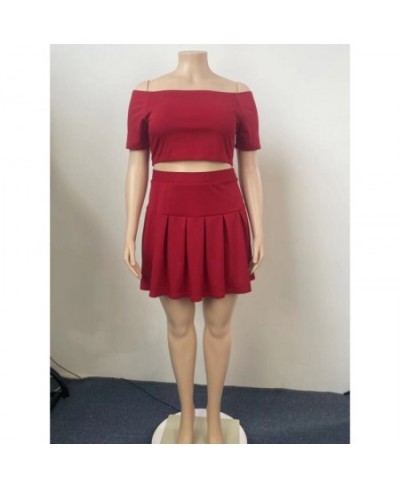 XL-5XL Plus Size Two Piece Sets Women Clothing Sexy Short Sleeve Pleated Mini Skirt Suits Summer 2023 Female Outfits $45.33 -...