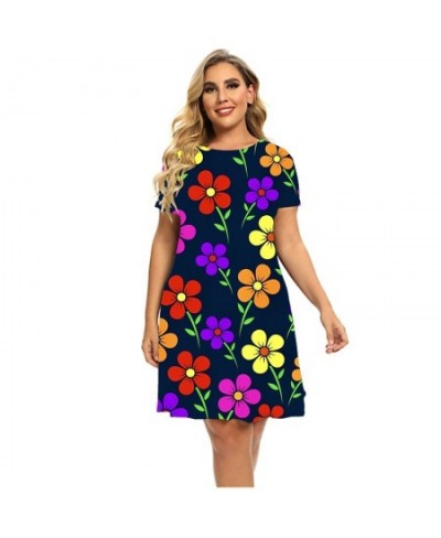 Summer Flower Power 3D Print Dresses For 2023 Women Paisley Short Sleeve Loose Dress Plus Size Clothing Fashion O-Neck Dress ...