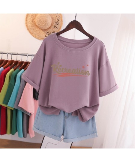 100% Cotton L-5XL T Shirt Plus Size Tshirt Short Sleeve Women Top Summer Sweet Couple O Neck Oversized T Shirts $33.08 - Plus...