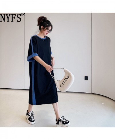 2023 Summer New Korea Loose Woman Dress Vestidos Robe Elbise Fashion Plus Size Cotton Short Sleeve Long Dress $45.06 - Dresses