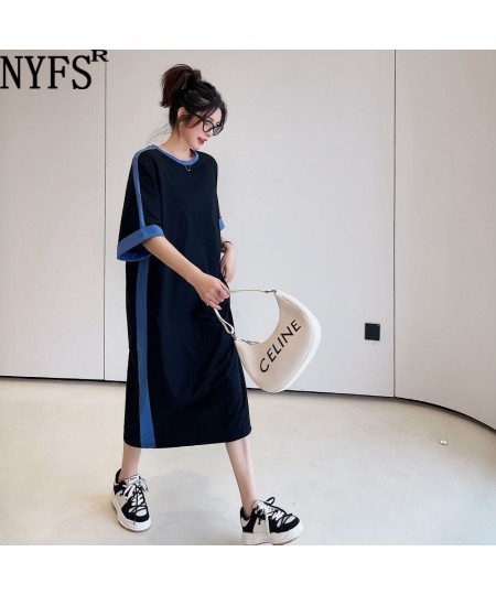 2023 Summer New Korea Loose Woman Dress Vestidos Robe Elbise Fashion Plus Size Cotton Short Sleeve Long Dress $45.06 - Dresses