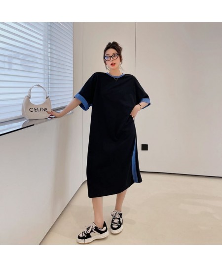 2023 Summer New Korea Loose Woman Dress Vestidos Robe Elbise Fashion Plus Size Cotton Short Sleeve Long Dress $45.06 - Dresses