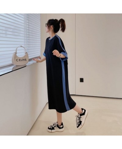 2023 Summer New Korea Loose Woman Dress Vestidos Robe Elbise Fashion Plus Size Cotton Short Sleeve Long Dress $45.06 - Dresses