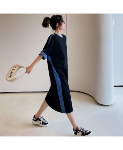 2023 Summer New Korea Loose Woman Dress Vestidos Robe Elbise Fashion Plus Size Cotton Short Sleeve Long Dress $45.06 - Dresses