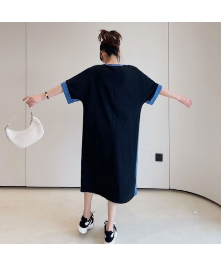 2023 Summer New Korea Loose Woman Dress Vestidos Robe Elbise Fashion Plus Size Cotton Short Sleeve Long Dress $45.06 - Dresses