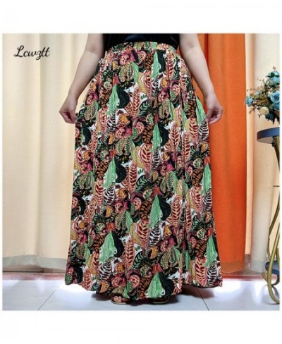 2023 Latest Comfort Women's Relaxed Long Skirt Lace Knee Length Elastic High Waist Flared Pleated Swing Skirt Cool Summer Dre...