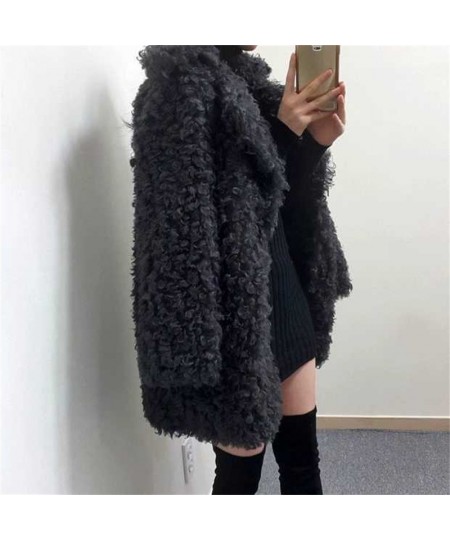 2022 Female Winter New Korean Mid-Length Loop Plush Padded Imitation Lamb Wool Coat Women Loose High-End Warm Cardigan Jacket...