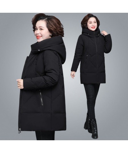 L-5XL Thick Quilted Jacket New Hooded Warm Down Cotton Parkas Women Winter Coat Plus Size Middle Aged Mother Wadded Jackets $...