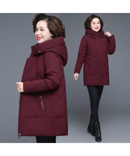 L-5XL Thick Quilted Jacket New Hooded Warm Down Cotton Parkas Women Winter Coat Plus Size Middle Aged Mother Wadded Jackets $...