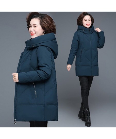 L-5XL Thick Quilted Jacket New Hooded Warm Down Cotton Parkas Women Winter Coat Plus Size Middle Aged Mother Wadded Jackets $...