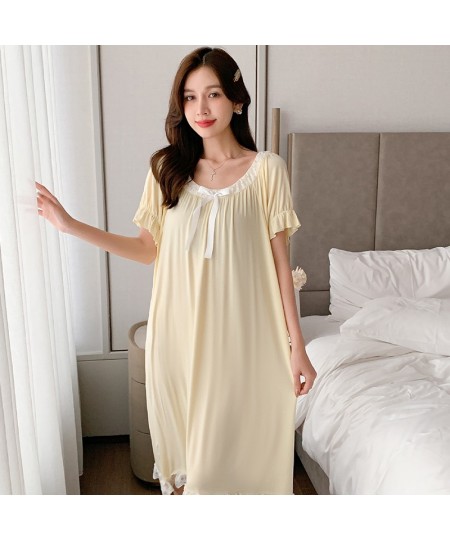 Sexy Summer Modal Nightgown for Women Solid Lace Sleepwear Loose Nightdress for Young Girls M-4XL $30.21 - Sleepwears