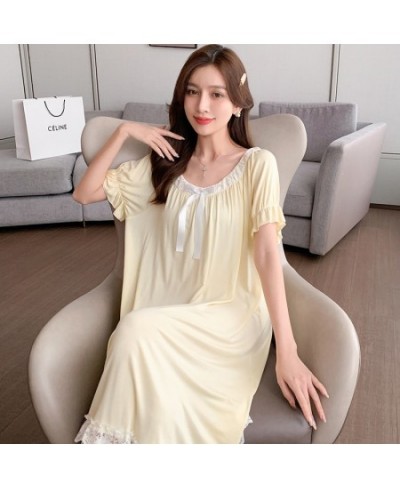 Sexy Summer Modal Nightgown for Women Solid Lace Sleepwear Loose Nightdress for Young Girls M-4XL $30.21 - Sleepwears