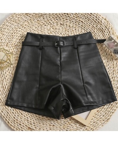 2022 New PU Leather Shorts Women Shorts All-match Sashes Wide Leg Short Ladies Sexy Leather Shorts Autumn Winter $36.93 - Bot...