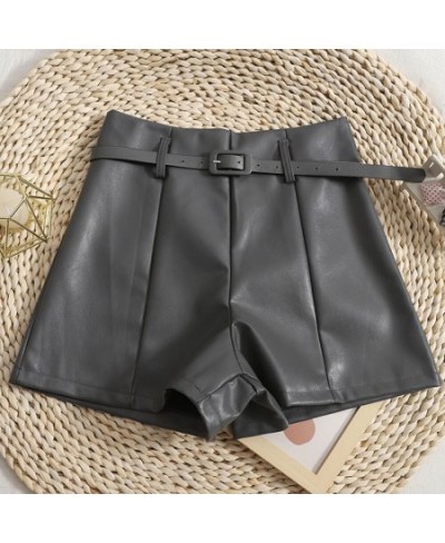 2022 New PU Leather Shorts Women Shorts All-match Sashes Wide Leg Short Ladies Sexy Leather Shorts Autumn Winter $36.93 - Bot...