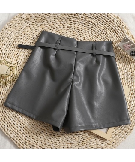 2022 New PU Leather Shorts Women Shorts All-match Sashes Wide Leg Short Ladies Sexy Leather Shorts Autumn Winter $36.93 - Bot...