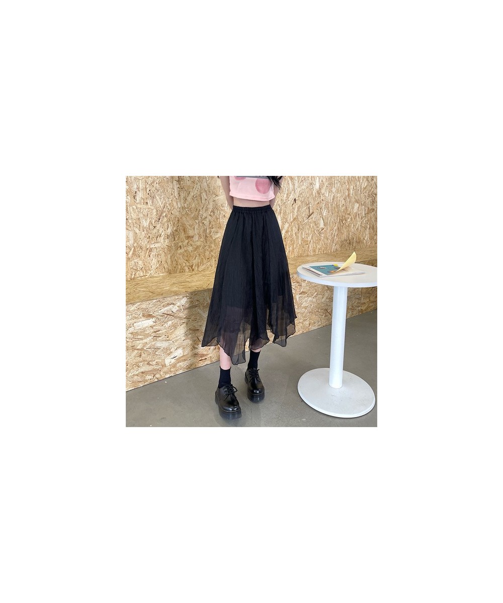 Skirts Women Asymmetrical Design New Elastic Waist Korean Style Colleges Solid All-match Daily Casual Simple Empire Summer So...