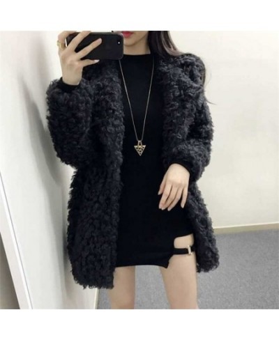 2022 Female Winter New Korean Mid-Length Loop Plush Padded Imitation Lamb Wool Coat Women Loose High-End Warm Cardigan Jacket...