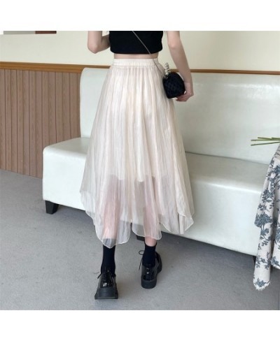 Skirts Women Asymmetrical Design New Elastic Waist Korean Style Colleges Solid All-match Daily Casual Simple Empire Summer So...