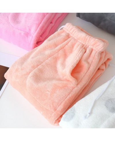 Ladies Fall and Winter Warm Flannel Wide Trousers Loose Large Size Thick Coral Fleece Home Sleepwear Women Pajamas Pants $32....