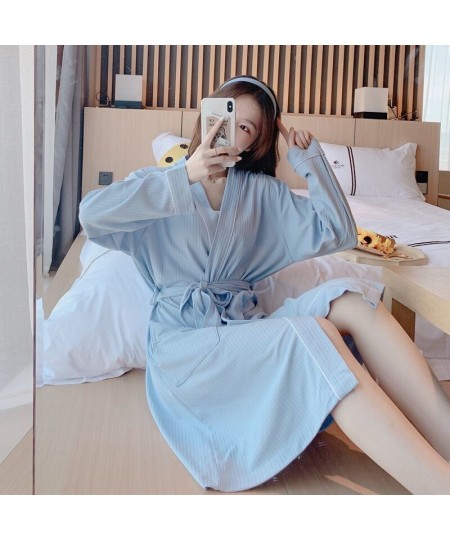 Long Sleeves Robe Cotton Sleepwear Women's Kimono Sashes Elegant Bathrobe Female Night Wear for Women 2023 Robes Dresses A12 ...