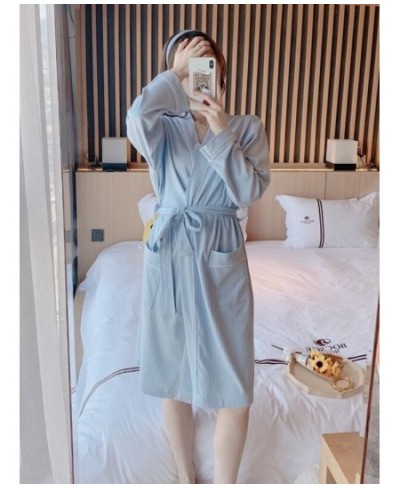 Long Sleeves Robe Cotton Sleepwear Women's Kimono Sashes Elegant Bathrobe Female Night Wear for Women 2023 Robes Dresses A12 ...