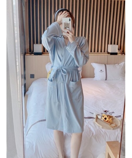 Long Sleeves Robe Cotton Sleepwear Women's Kimono Sashes Elegant Bathrobe Female Night Wear for Women 2023 Robes Dresses A12 ...