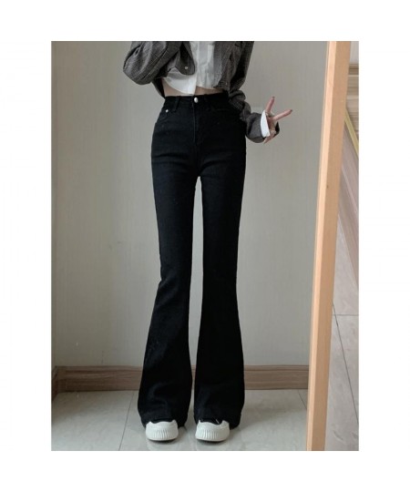 2022 Korean Chic Spring Autumn Women Flare Jeans High Waist Blue Black Skinny Denim Trousers Fashion Ladies Wide Leg Pants $6...