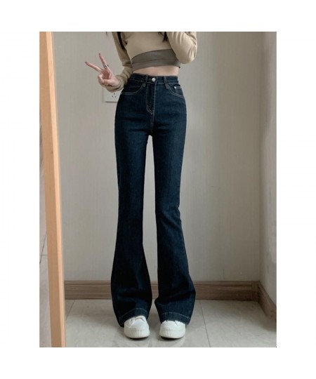 2022 Korean Chic Spring Autumn Women Flare Jeans High Waist Blue Black Skinny Denim Trousers Fashion Ladies Wide Leg Pants $6...