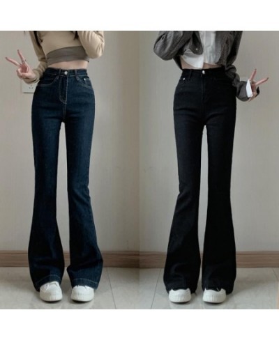 2022 Korean Chic Spring Autumn Women Flare Jeans High Waist Blue Black Skinny Denim Trousers Fashion Ladies Wide Leg Pants $6...