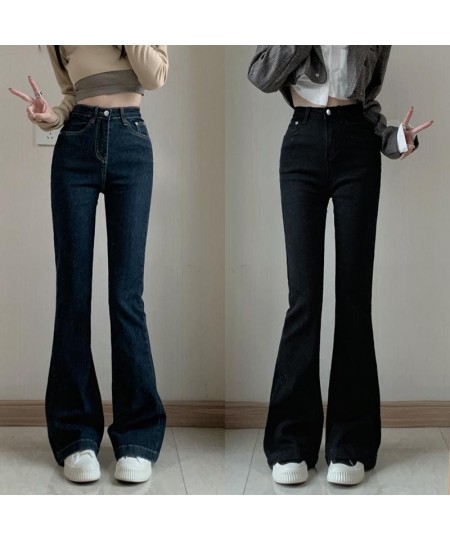 2022 Korean Chic Spring Autumn Women Flare Jeans High Waist Blue Black Skinny Denim Trousers Fashion Ladies Wide Leg Pants $6...