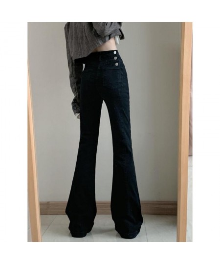 2022 Korean Chic Spring Autumn Women Flare Jeans High Waist Blue Black Skinny Denim Trousers Fashion Ladies Wide Leg Pants $6...