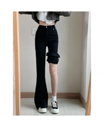 2022 Korean Chic Spring Autumn Women Flare Jeans High Waist Blue Black Skinny Denim Trousers Fashion Ladies Wide Leg Pants $6...