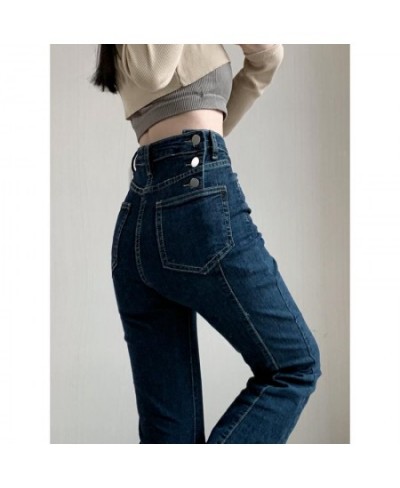 2022 Korean Chic Spring Autumn Women Flare Jeans High Waist Blue Black Skinny Denim Trousers Fashion Ladies Wide Leg Pants $6...