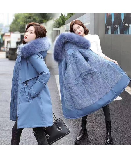 2022 New Winter Women's Coat Fashion Long Coat Wool Lining Hooded Coat Slim Fit with Wool Collar Plush Thickened Warm Coat $8...