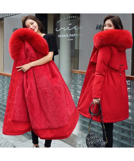 2022 New Winter Women's Coat Fashion Long Coat Wool Lining Hooded Coat Slim Fit with Wool Collar Plush Thickened Warm Coat $8...