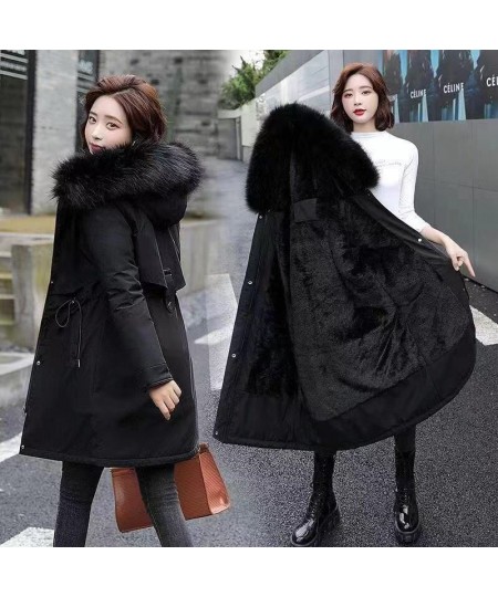 2022 New Winter Women's Coat Fashion Long Coat Wool Lining Hooded Coat Slim Fit with Wool Collar Plush Thickened Warm Coat $8...