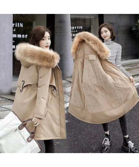 2022 New Winter Women's Coat Fashion Long Coat Wool Lining Hooded Coat Slim Fit with Wool Collar Plush Thickened Warm Coat $8...