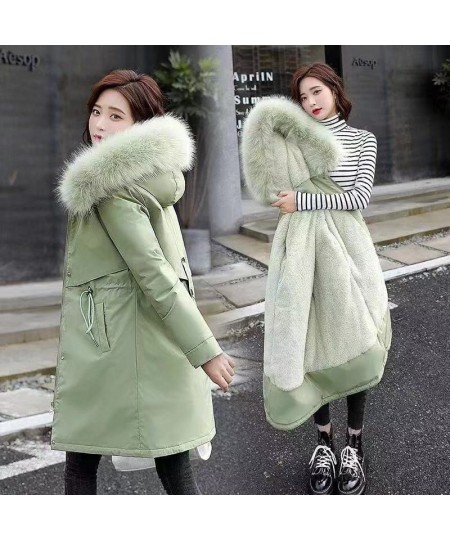 2022 New Winter Women's Coat Fashion Long Coat Wool Lining Hooded Coat Slim Fit with Wool Collar Plush Thickened Warm Coat $8...