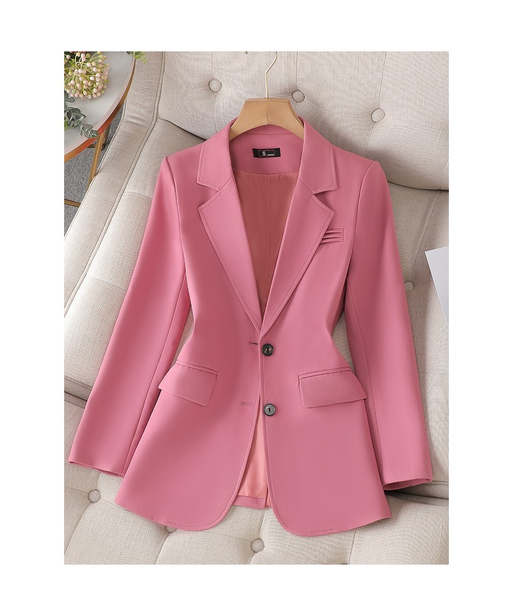 Women Fashion Solid Blazer Female Pink Coffee Black Long Sleeve Ladies Single Breasted Straight Jacket Coat 4XL $82.64 - Suit...