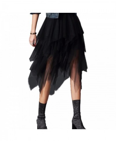 Women's Tutu Tulle Skirts Mesh Tiered Layered Poofy Fairy Half-Dress Prom Party Irregular Midi Skirt For Daily Vacation Stree...